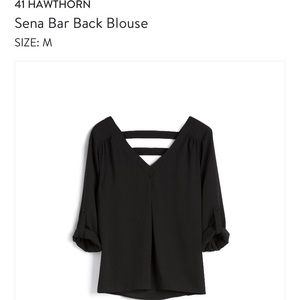 NWT 41 Hawthorn Sena Bar Back Black Blouse